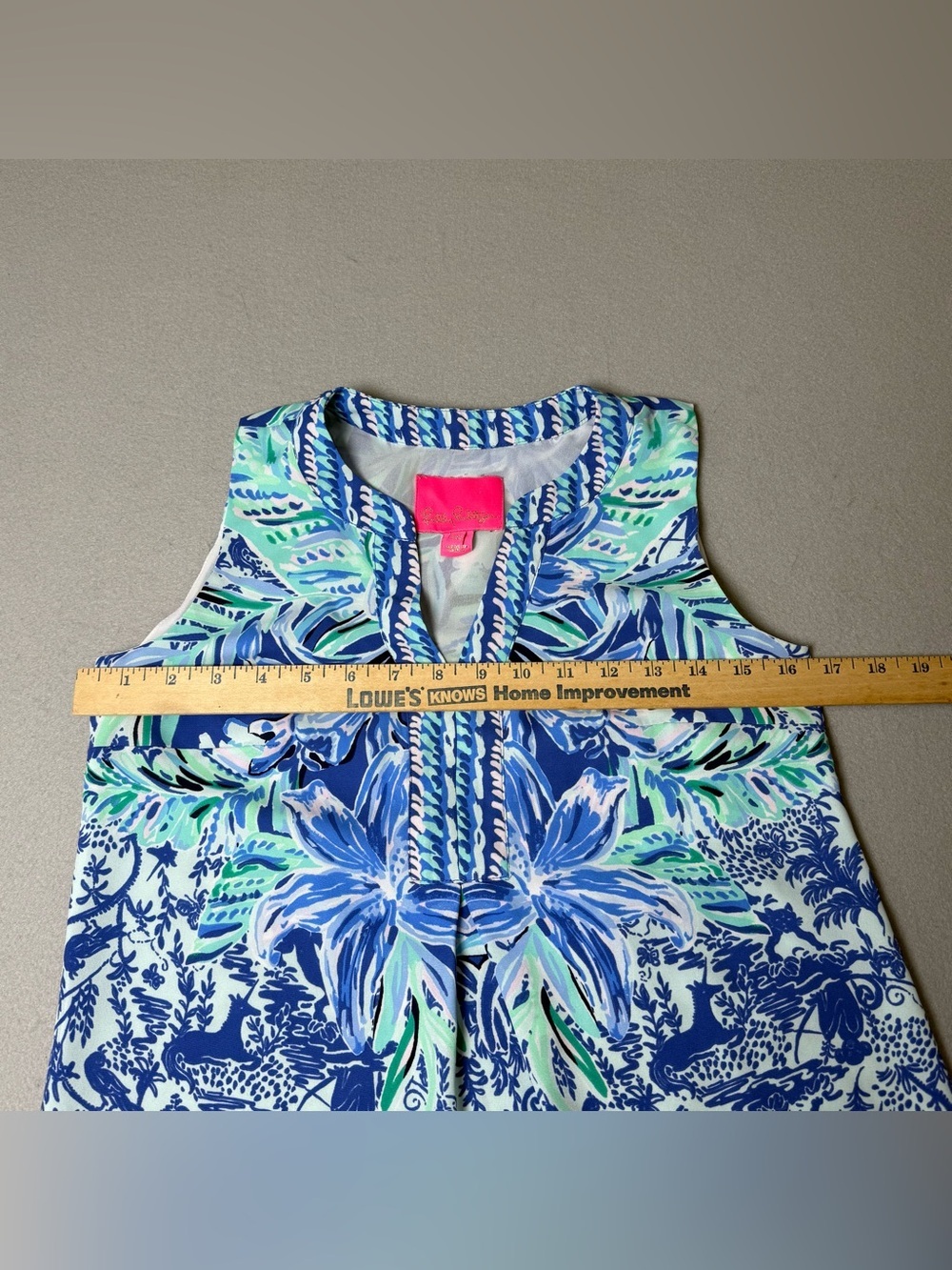 LILLY PULITZER Dress Evah Ready Set Gecko Shift XXS Blue Sleeveless V-Neck W900 - Picture 6 of 6